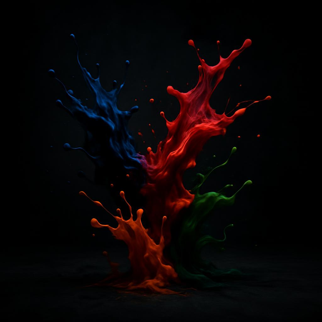 Un splash de couleurs vibrant sur fond noir, éclatant de vie et de joie.